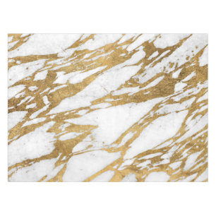 Modern Gold White Marble Stone Chic Pattern Tablecloth