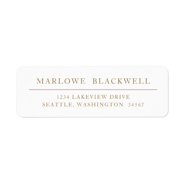 Modern Gold White Minimalist Return Address Label (Front)