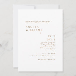 Modern Gold & White No Parents Website Wedding  Invitation