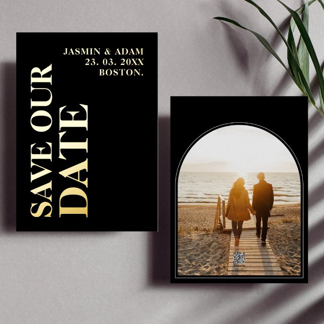 Modern Gold White Photo Wedding Save the Date (Creator Uploaded)