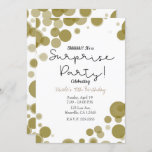 Modern Gold White Polka Dot Bubbles Surprise Party Invitation<br><div class="desc">Customise for your event.</div>