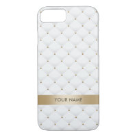 Modern Gold & White Quilted Pattern Custom Name
