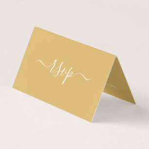 Modern Gold & White Simple Script Photo RSVP Card