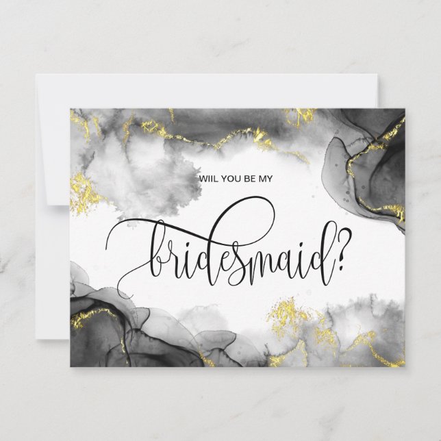 modern gold will you be my bridesmaid? invitation (Front)
