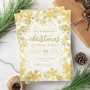 Modern Gold Winter Wonderland Christmas Party  Invitation