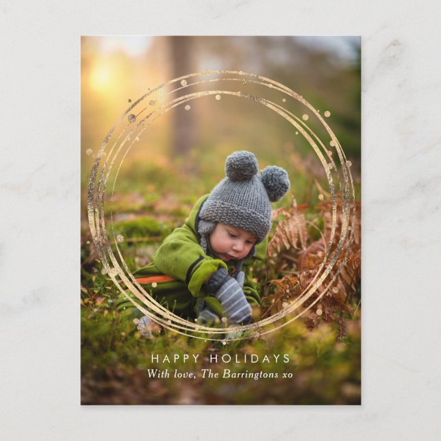 Modern Gold wreath family card postcard (Front)