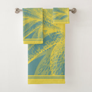 Modern Goldden Flower Paint 1 by RD Bath Towel Set