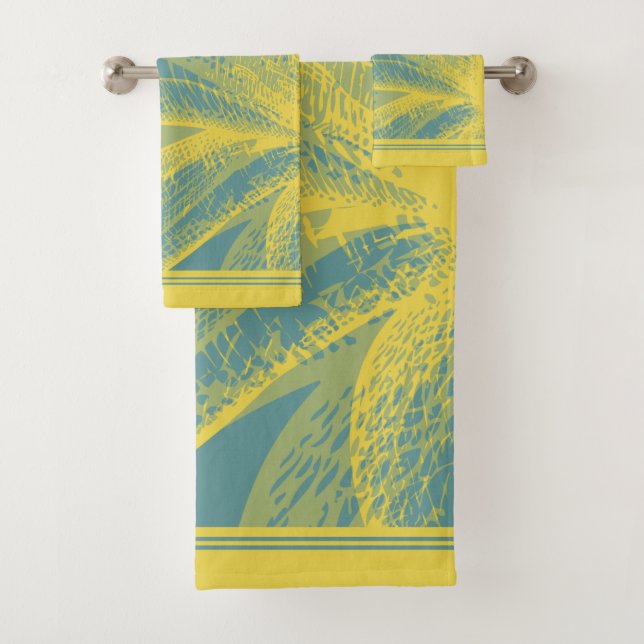 Modern  Goldden Flower Paint 1 by RD Bath Towel Set (Insitu)