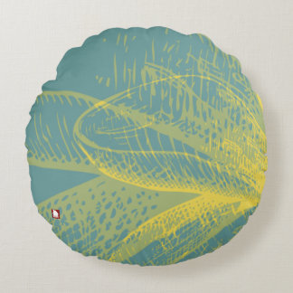 Modern  Goldden Flower Paint 1 by RD Round Cushion