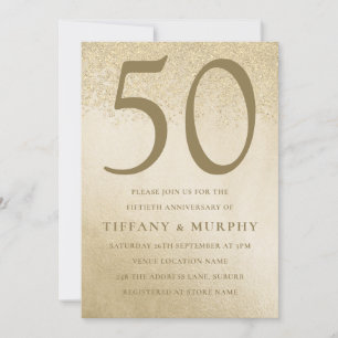 Modern Golden 50th Wedding Anniversary Invitation
