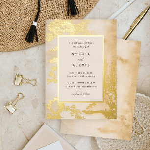 Modern Golden Abstract Watercolor Wedding