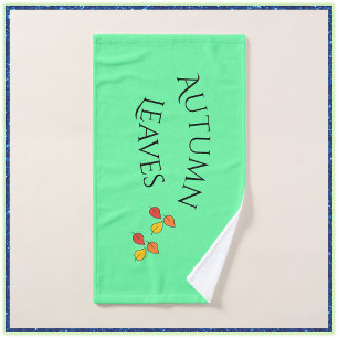 Modern Golden and Green Autumn Leaves Hand Towel