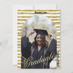 Modern Golden Arc Custom Details Graduation Party  Invitation