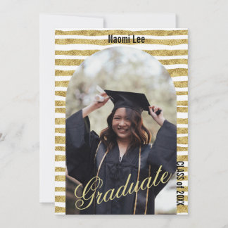 Modern Golden Arc Custom Details Graduation Party  Invitation