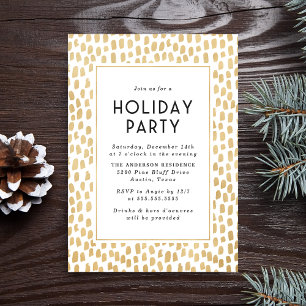 Modern Golden Art Deco Holiday Party Invitation