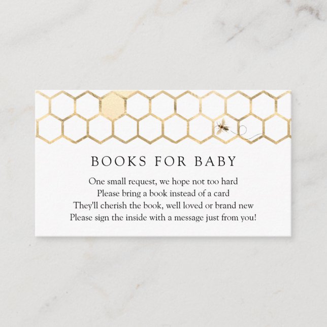 Modern Golden Bee Books for Baby Request Enclosure Card (Front)