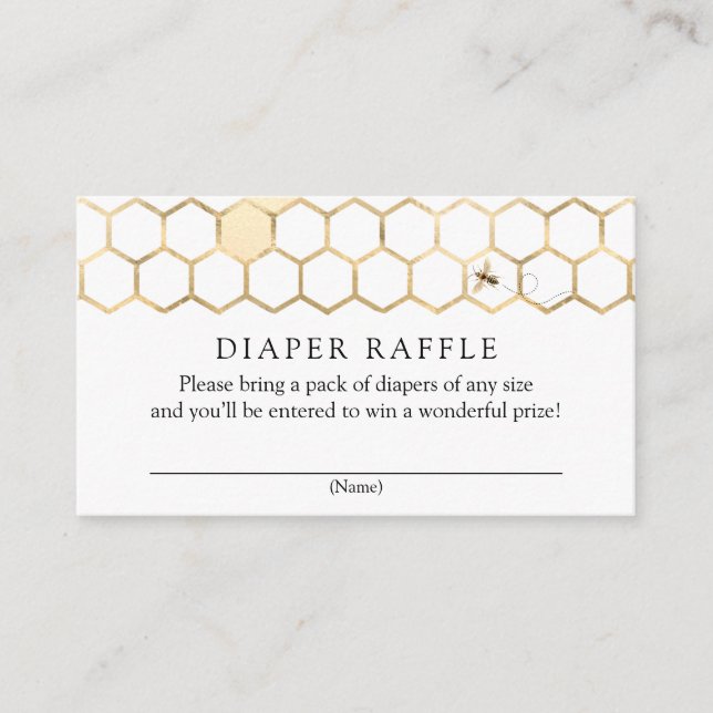 Modern Golden Bee Diaper Raffle insert card (Front)