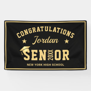 Modern Golden Black Class of 2024 Graduation Party Banner