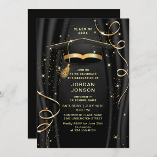 Modern Golden Black Graduation Party Invitation