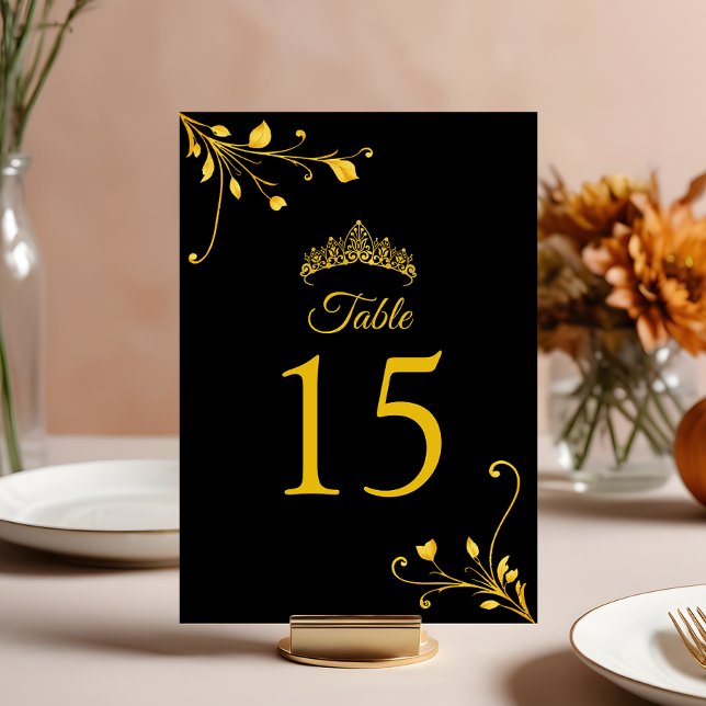 Modern Golden Black Minimalist Table Number (Creator Uploaded)