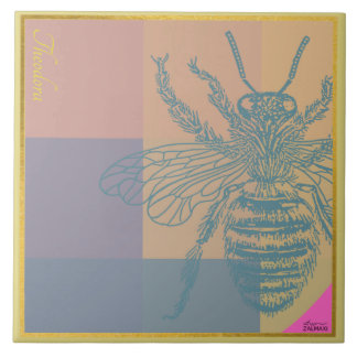 Modern Golden Blue Bee Ceramic Tile