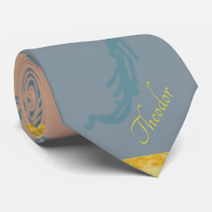 Modern Golden Blue Bee Tie