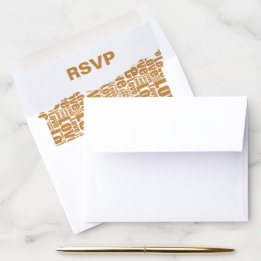Modern Golden Brown Love Typography Wedding RSVP