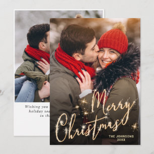 Modern Golden Christmas 2 PHOTO Greeting Holiday Card