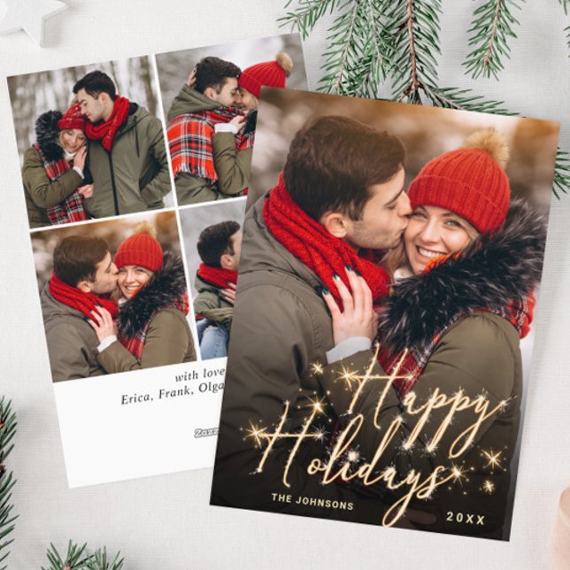 Modern Golden Christmas 5 PHOTO Greeting Holiday C (Creator Uploaded)