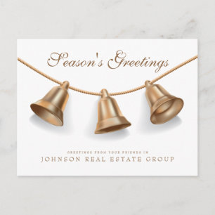Modern Golden Christmas Bells   Season's Greetings Postcard