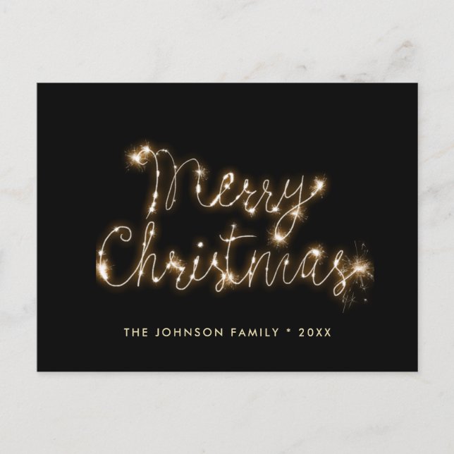 Modern Golden Christmas Greeting Holiday Postcard (Front)