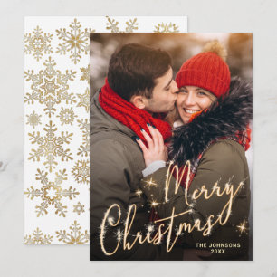 Modern Golden Christmas PHOTO Greeting Holiday Card