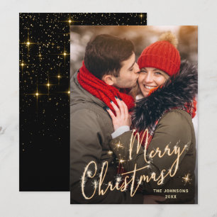 Modern Golden Christmas PHOTO Greeting Holiday Card