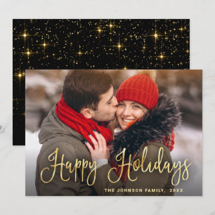 Modern Golden Christmas PHOTO Greeting Holiday Card