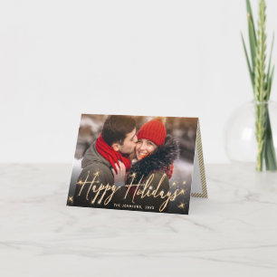 Modern Golden Christmas PHOTO Greeting Holiday Card