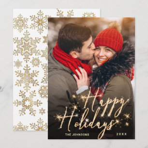 Modern Golden Christmas PHOTO Greeting Holiday Card