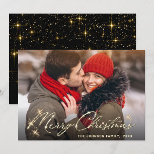 Modern Golden Christmas PHOTO Greeting Holiday Card