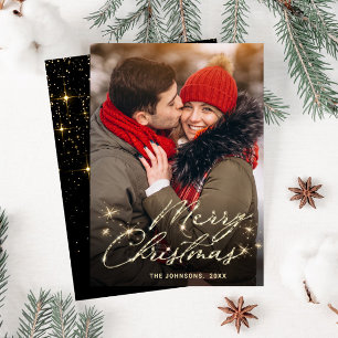 Modern Golden Christmas PHOTO Greeting Holiday Card