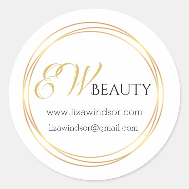 Modern golden circle monogram logo classic round sticker (Front)