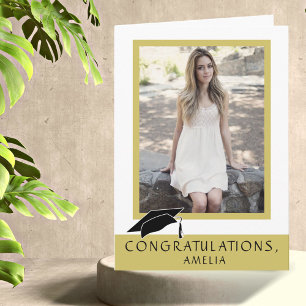 Modern Golden Congratulations Graduation Photo Card