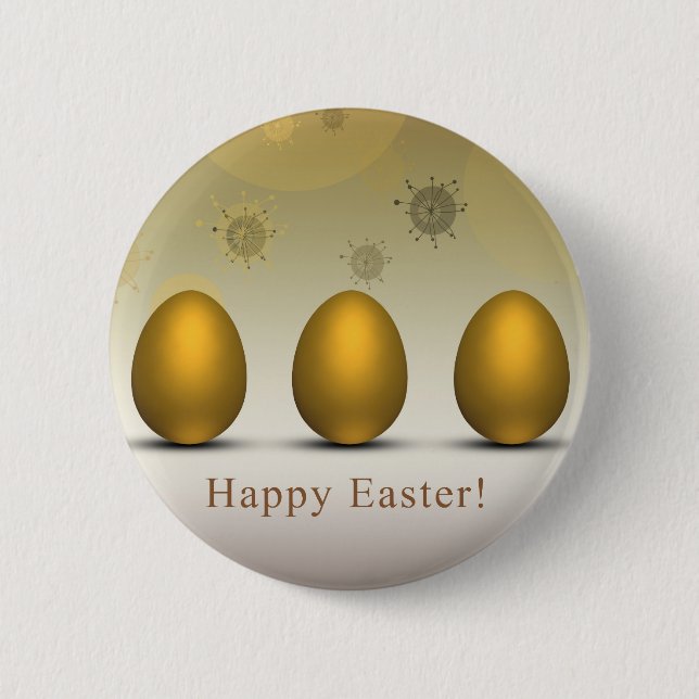 Modern Golden Easter Eggs 6 Cm Round Badge (Front)