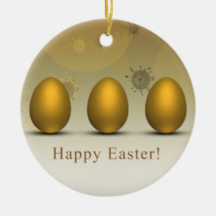 Modern Golden Easter Eggs Ceramic Tree Decoration