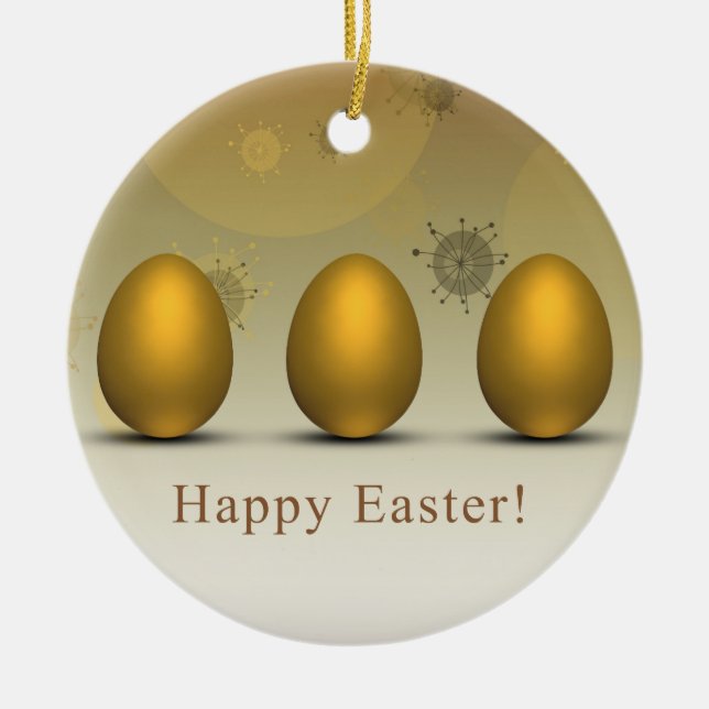 Modern Golden Easter Eggs Ceramic Tree Decoration (Front)