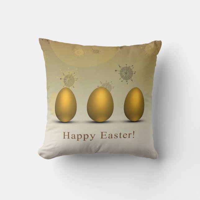 Modern Golden Easter Eggs Cushion (Front)