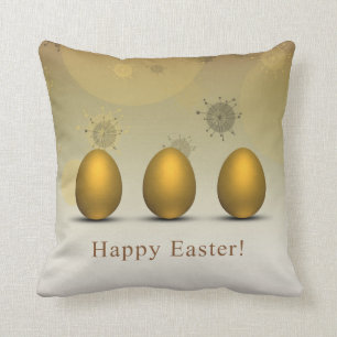 Modern Golden Easter Eggs Cushion