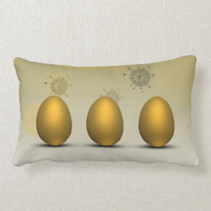 Modern Golden Easter Eggs Lumbar Cushion