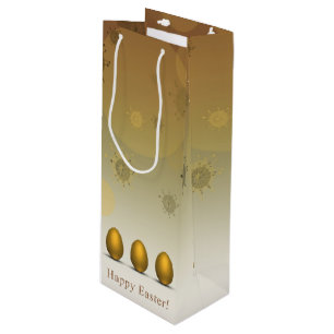 Modern Golden Easter Eggs Wine Gift Bag