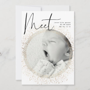 Modern Golden Foil Boho Elegant Snow Photo Birth
