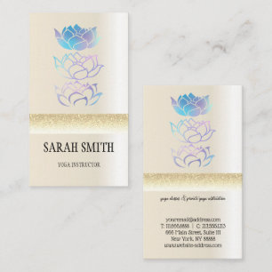 Modern golden holographic lotus business card