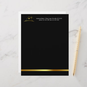 Modern Golden House Logo Real Estate Custom Letterhead